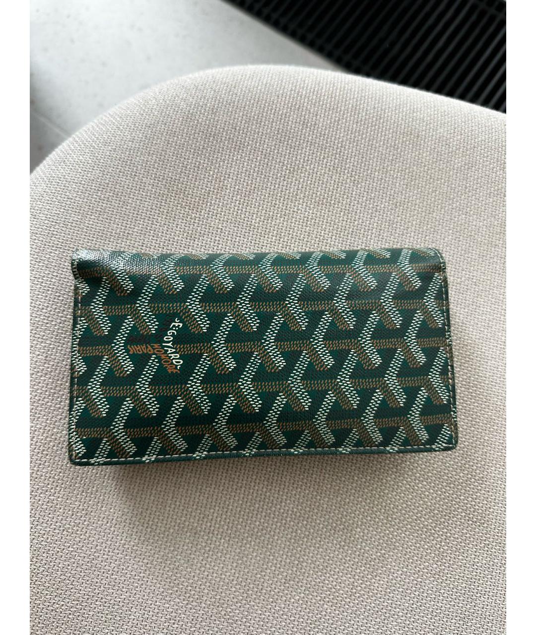 GOYARD Зеленый кожаный кошелек, фото 2