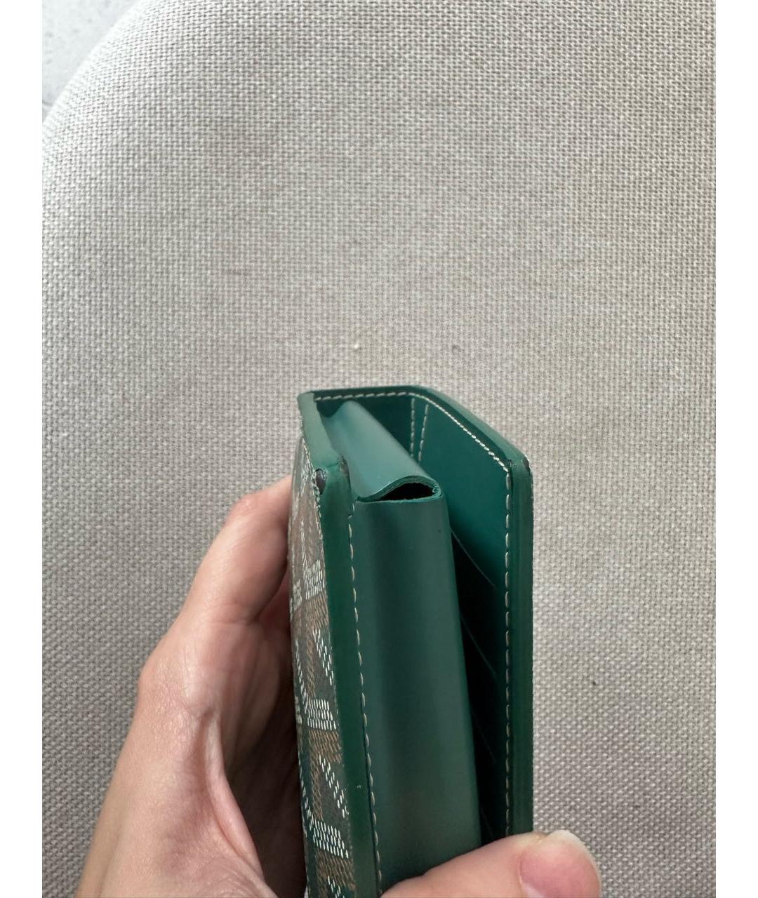 GOYARD Зеленый кожаный кошелек, фото 3