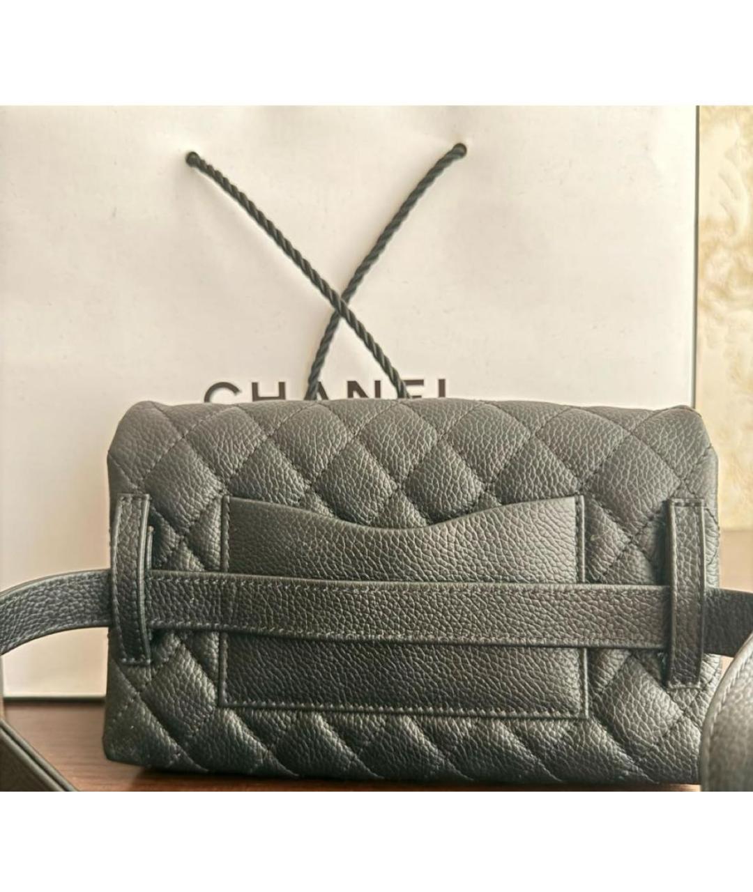 CHANEL Черная кожаная поясная сумка, фото 7