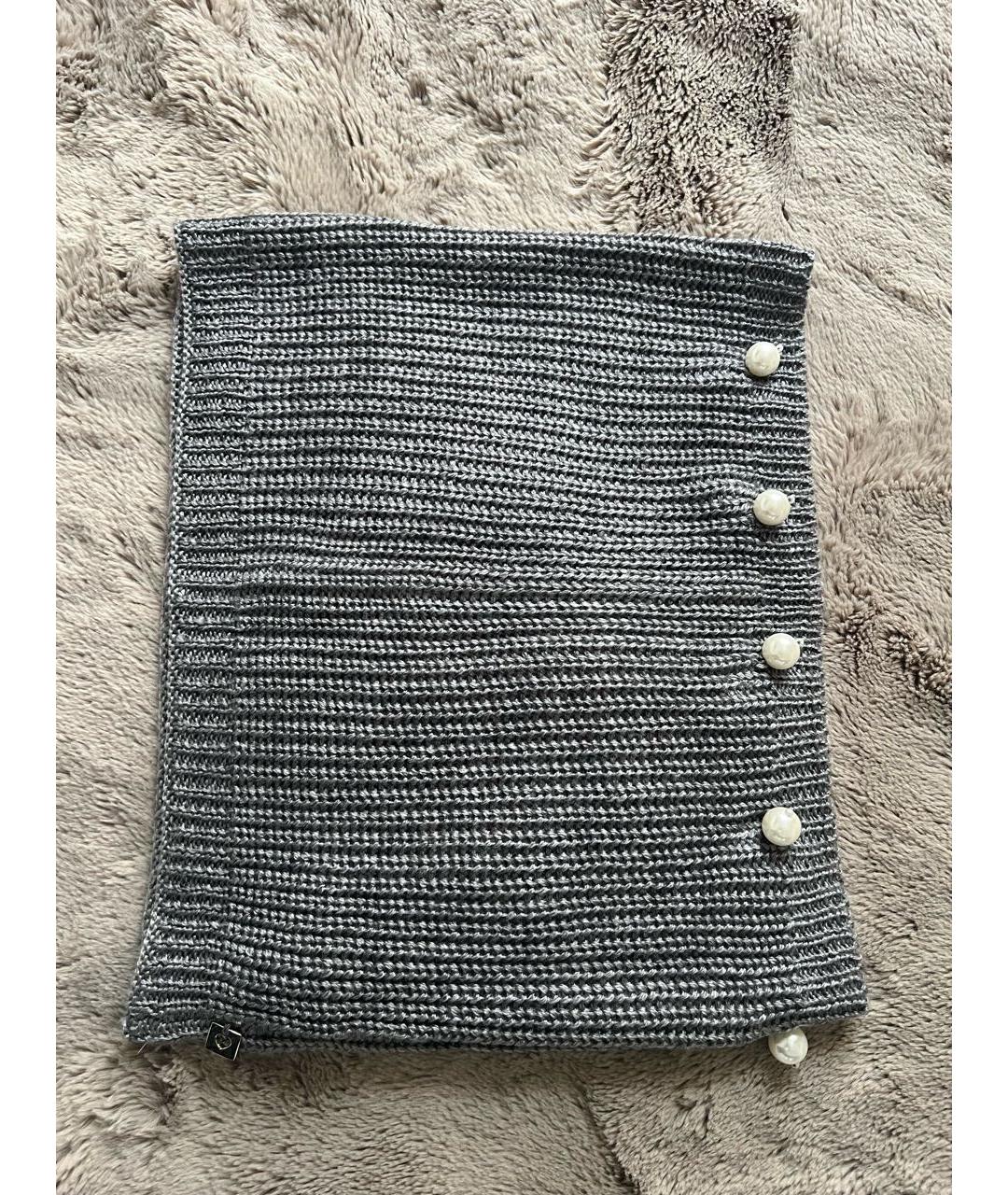TWIN-SET Серая шерстяная шапка, фото 4