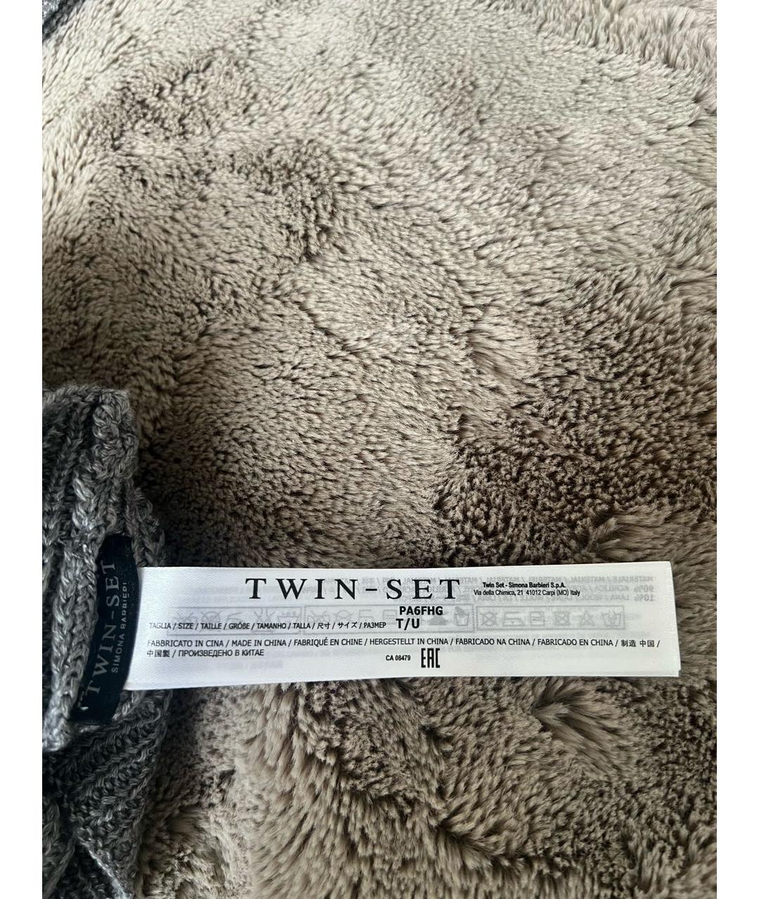 TWIN-SET Серая шерстяная шапка, фото 6
