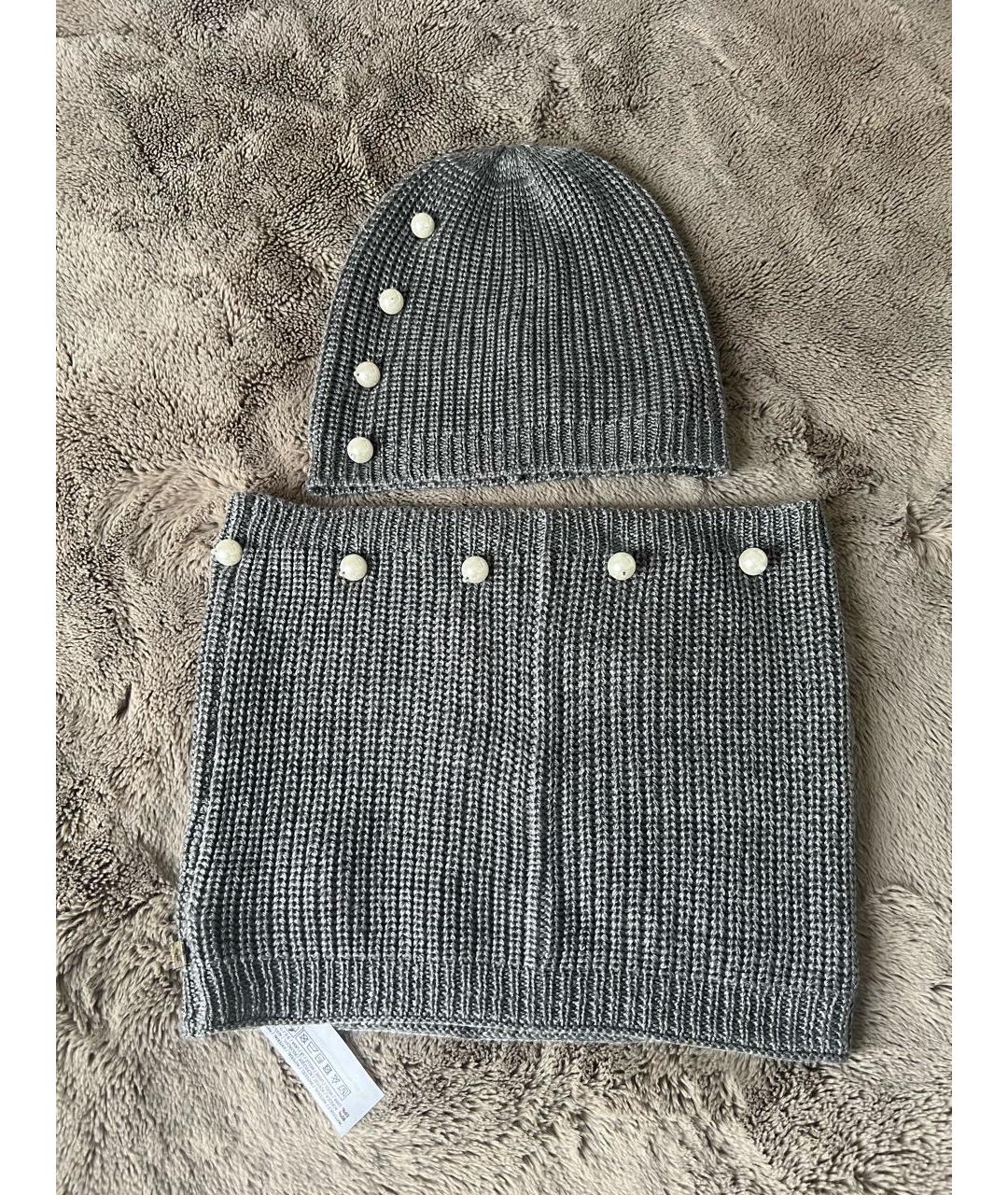 TWIN-SET Серая шерстяная шапка, фото 7