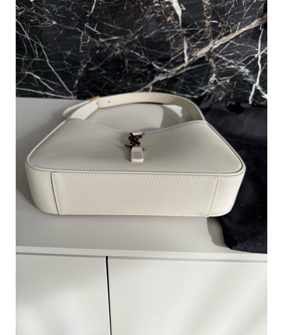 SAINT LAURENT Белая кожаная сумка с короткими ручками, фото 4