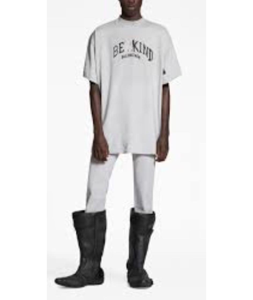 BALENCIAGA Серая хлопковая футболка, фото 2