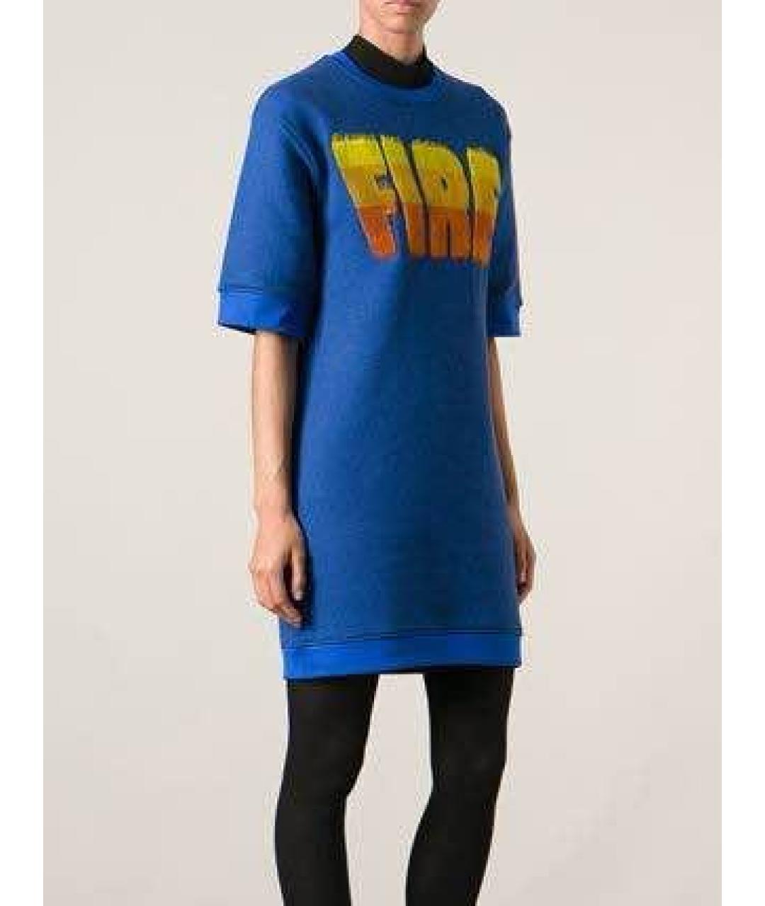 KENZO Синее хлопковое повседневное платье, фото 3