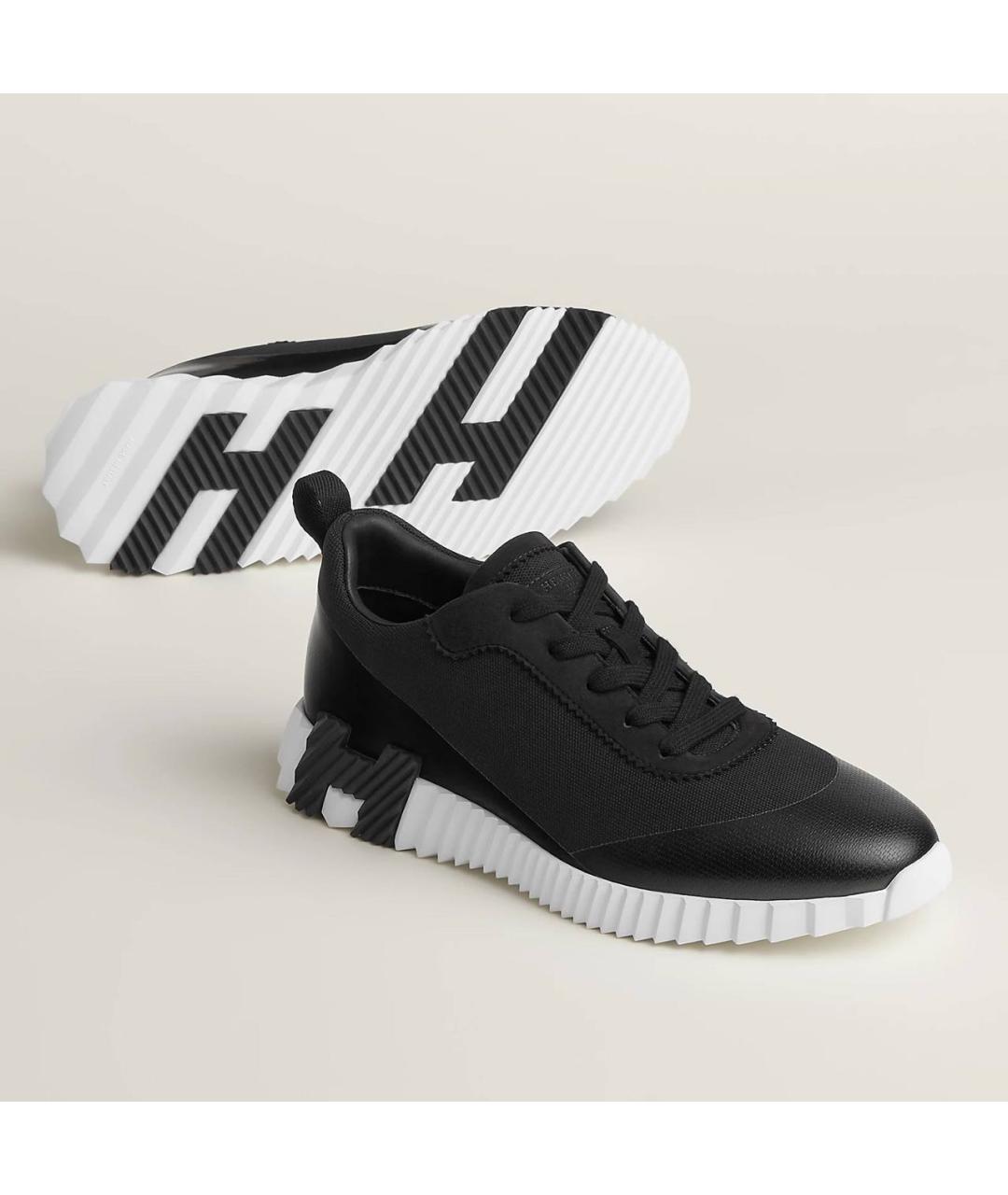 HERMES Черные кожаные низкие кроссовки / кеды, фото 4