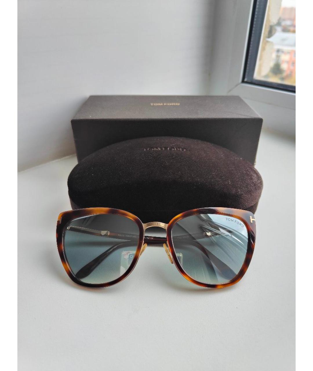 TOM FORD Коричневые пластиковые солнцезащитные очки, фото 7