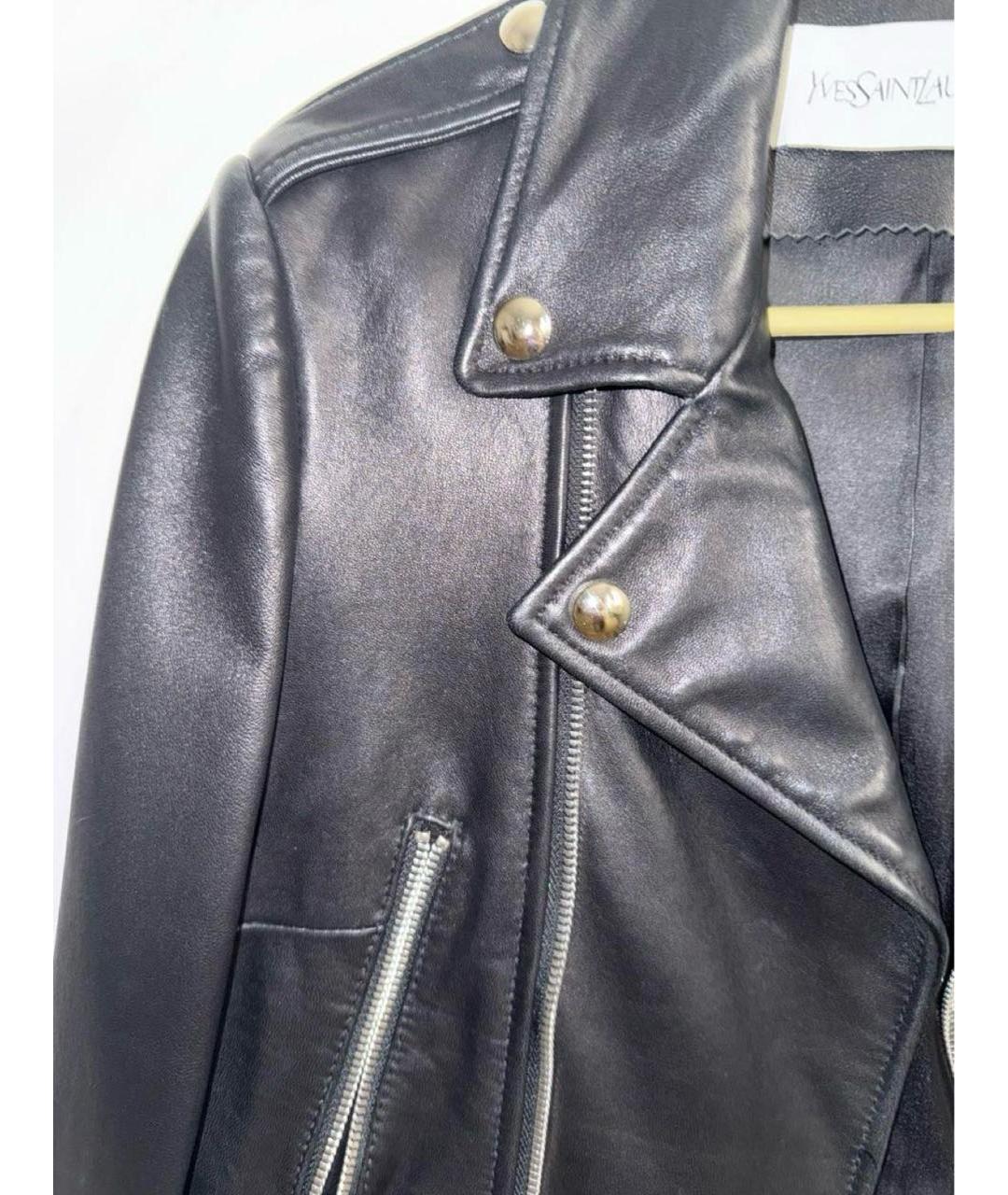 SAINT LAURENT Черная кожаная куртка, фото 4
