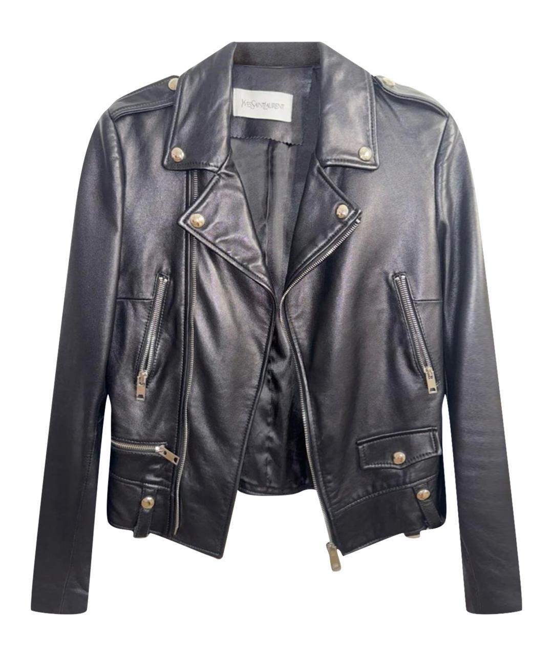 SAINT LAURENT Черная кожаная куртка, фото 1