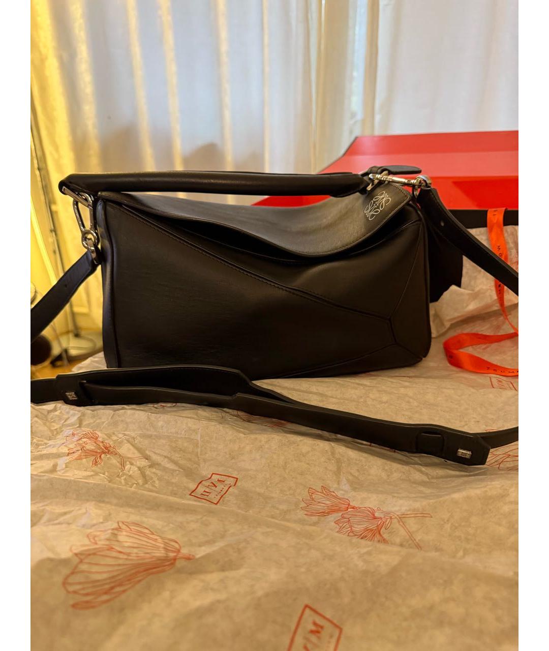 LOEWE Черная кожаная сумка тоут, фото 2