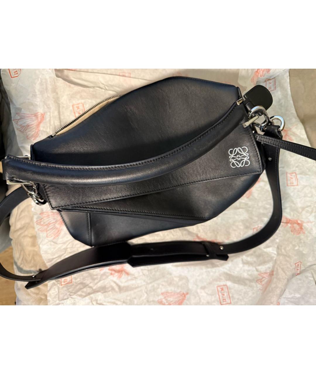 LOEWE Черная кожаная сумка тоут, фото 6