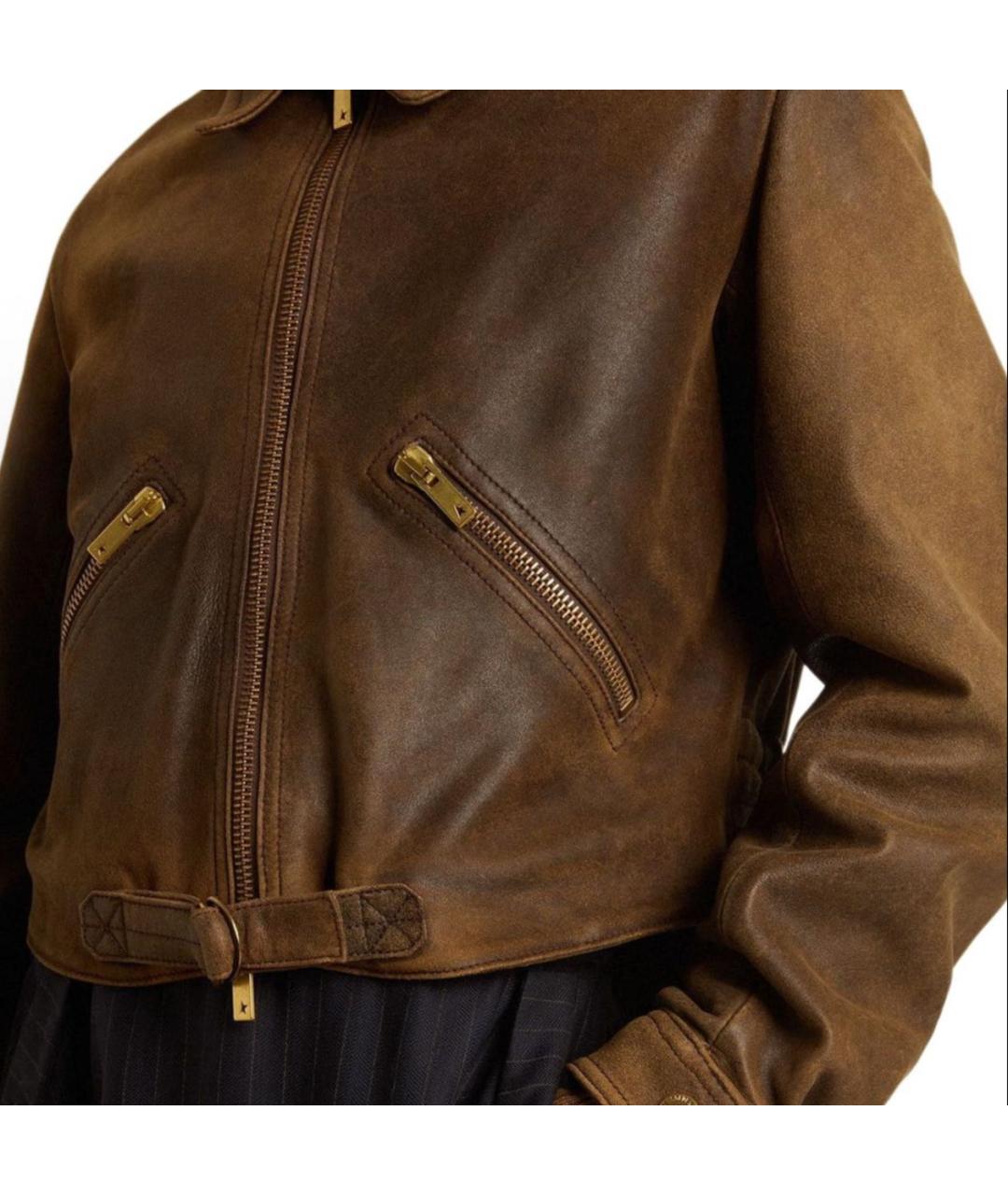 GOLDEN GOOSE DELUXE BRAND Коричневая кожаная куртка, фото 5