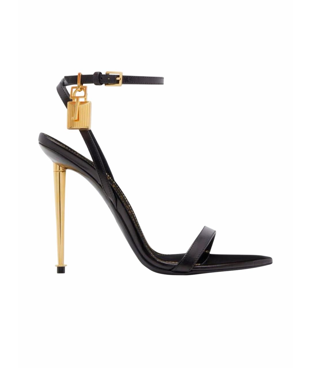 TOM FORD Черные кожаные босоножки, фото 9