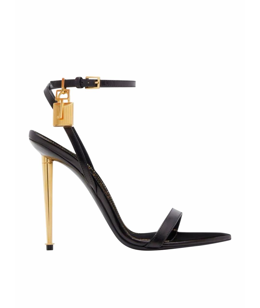 TOM FORD Черные кожаные босоножки, фото 1