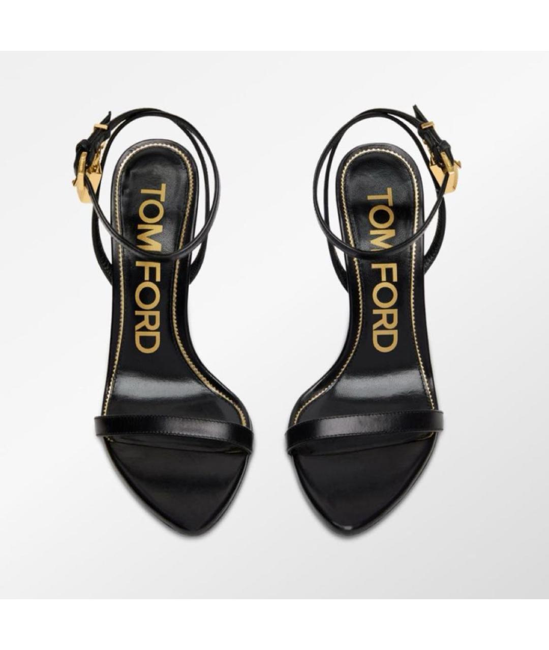 TOM FORD Черные кожаные босоножки, фото 2