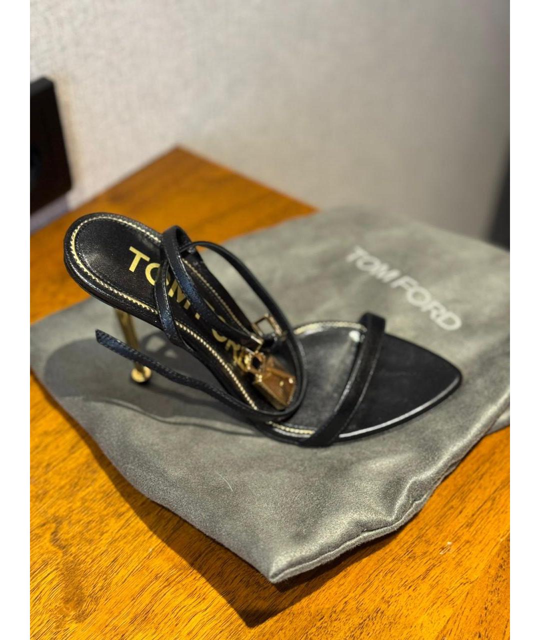 TOM FORD Черные кожаные босоножки, фото 5