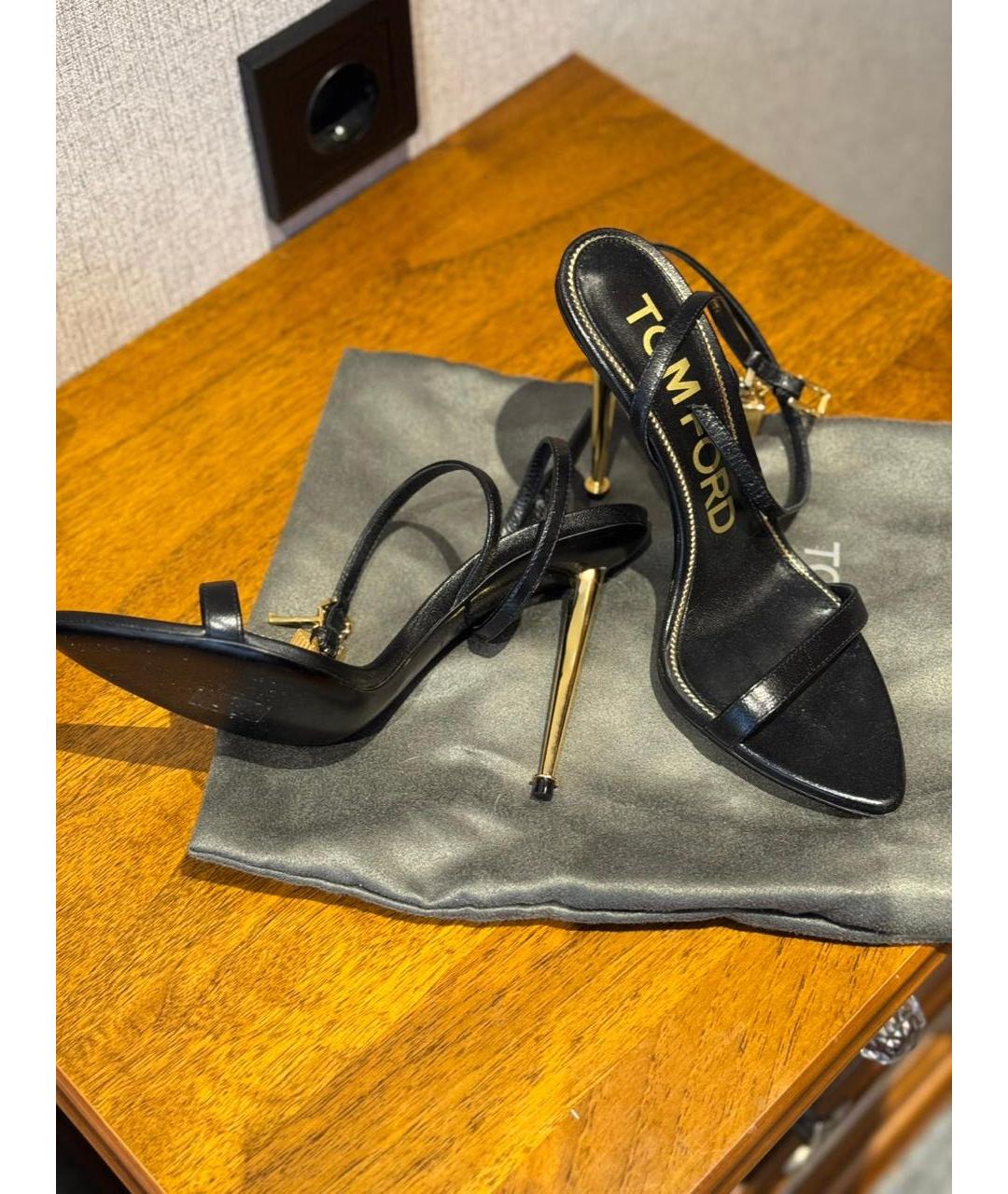 TOM FORD Черные кожаные босоножки, фото 3