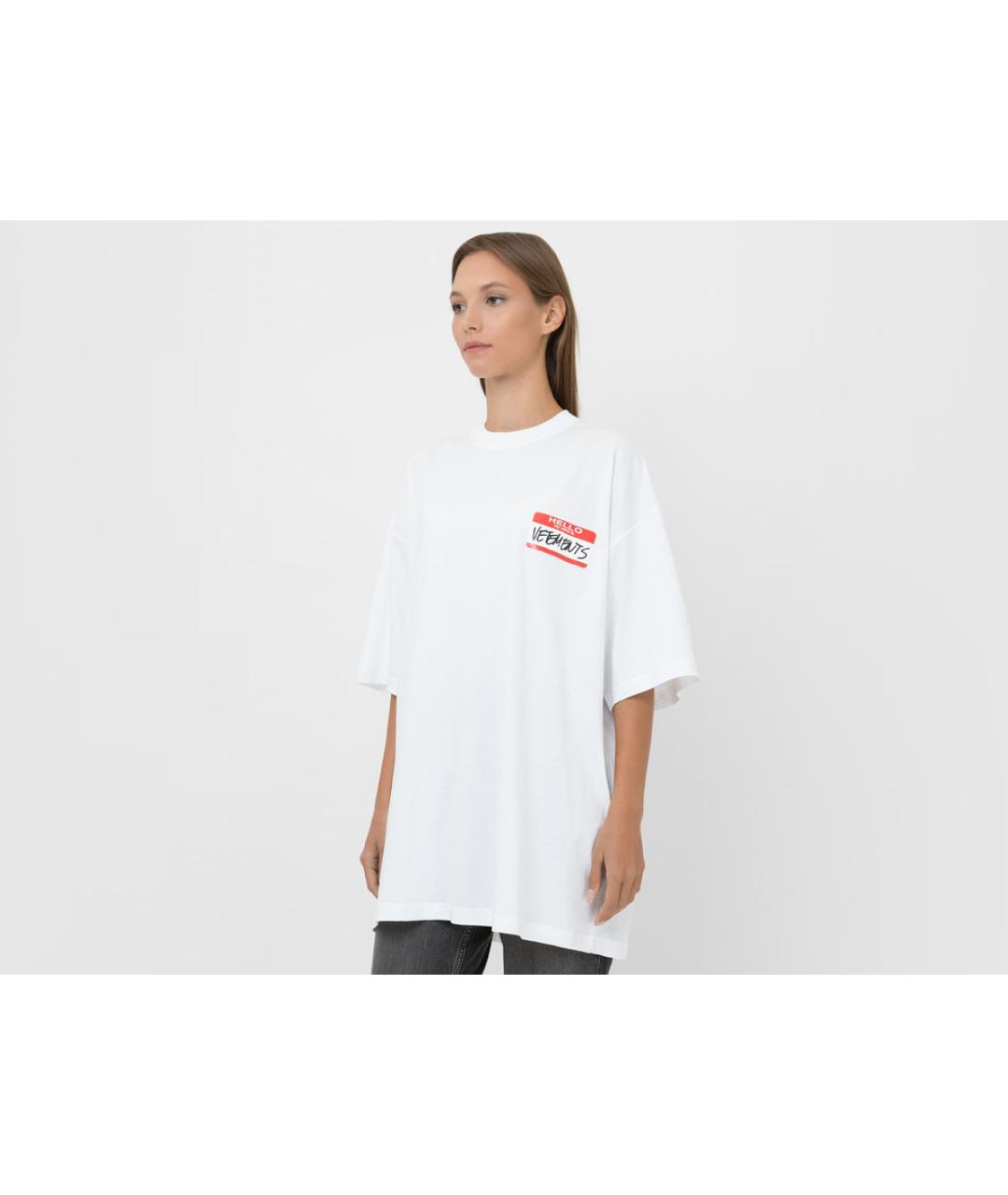 VETEMENTS Белая хлопковая футболка, фото 2