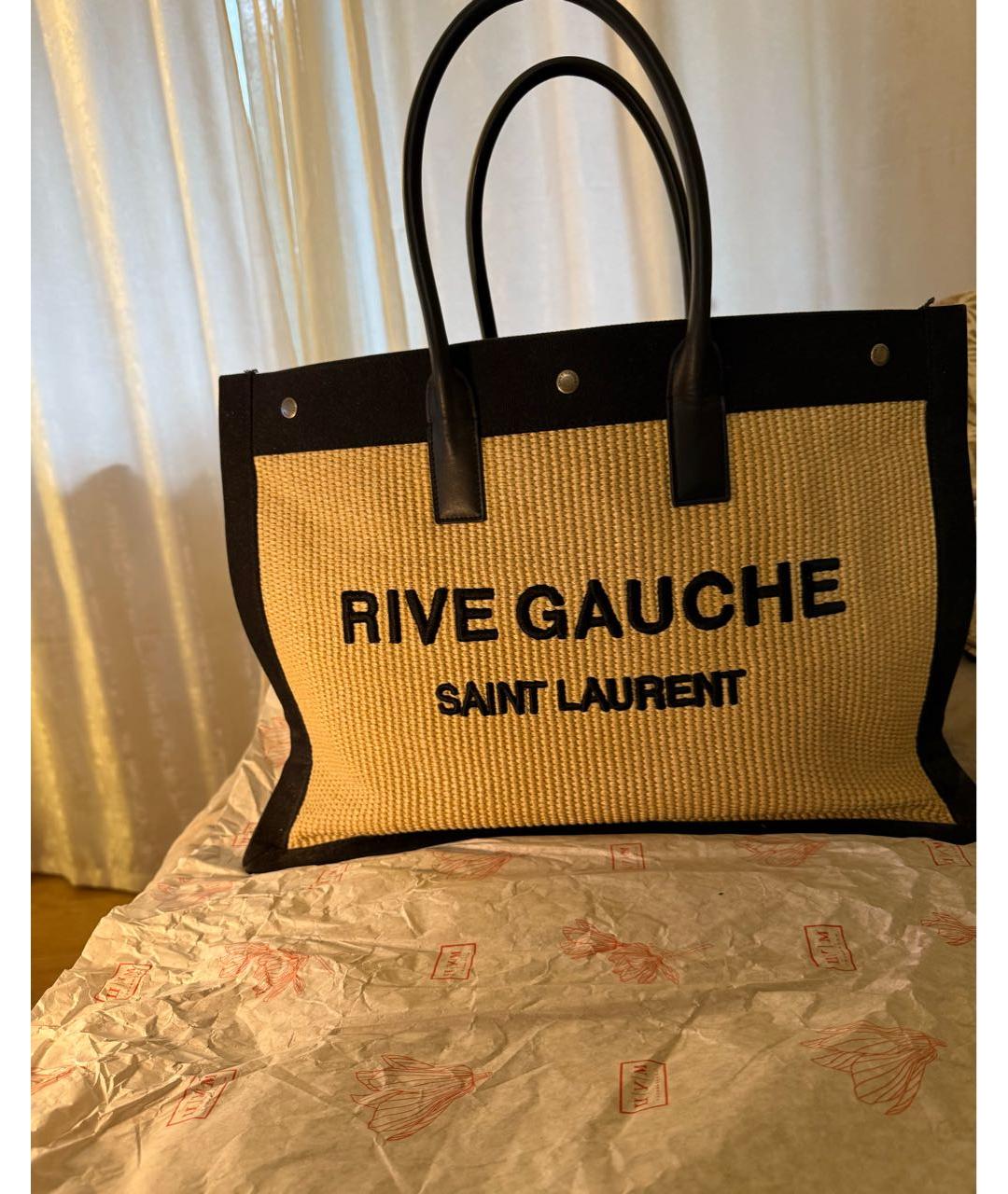 SAINT LAURENT Бежевая кожаная сумка тоут, фото 5