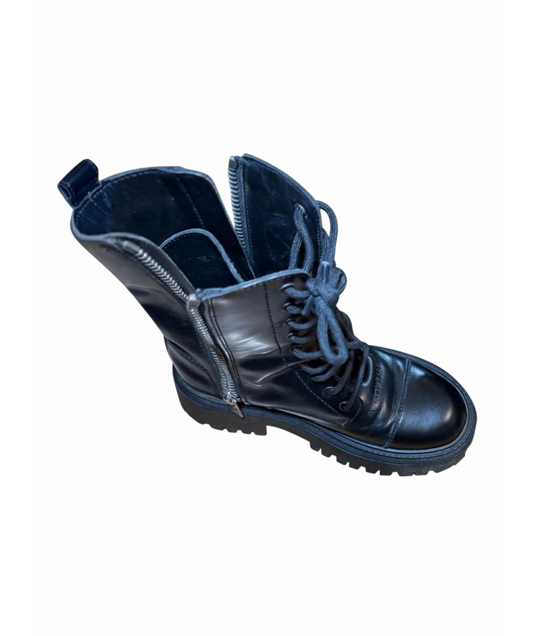 BALENCIAGA Черные кожаные ботинки, фото 1