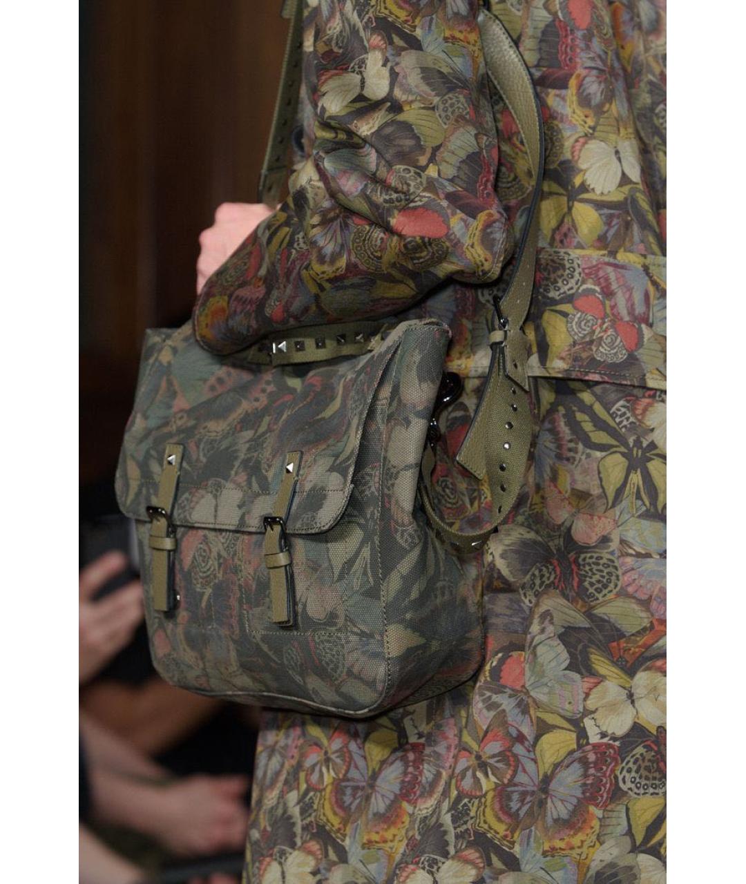 VALENTINO Хаки тканевая сумка через плечо, фото 5