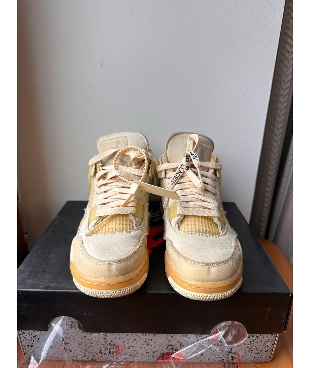 NIKE X OFF-WHITE Бежевые кожаные кроссовки, фото 2