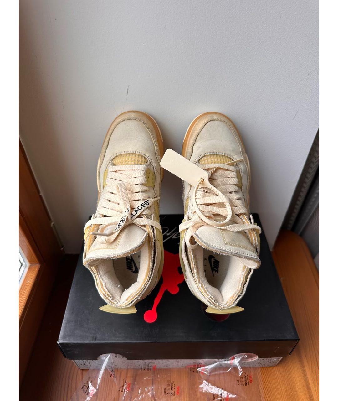 NIKE X OFF-WHITE Бежевые кожаные кроссовки, фото 3