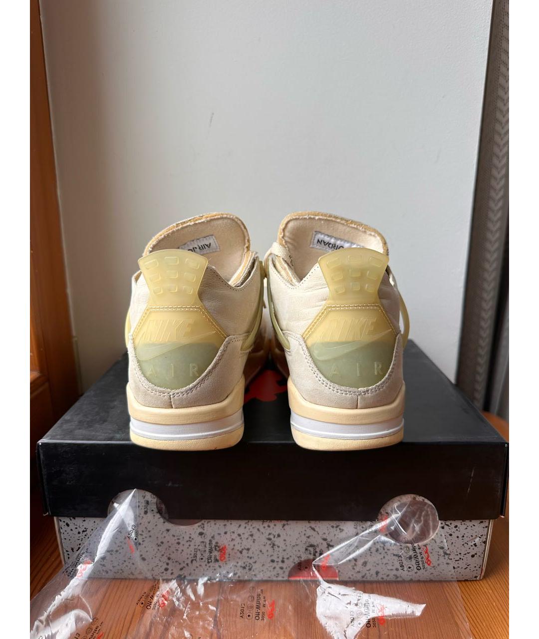 NIKE X OFF-WHITE Бежевые кожаные кроссовки, фото 4