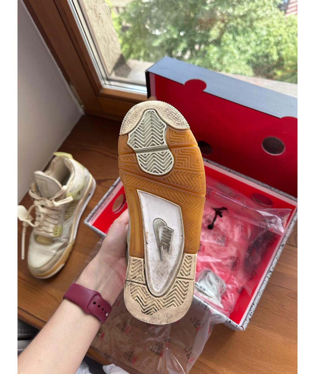 NIKE X OFF-WHITE Бежевые кожаные кроссовки, фото 7