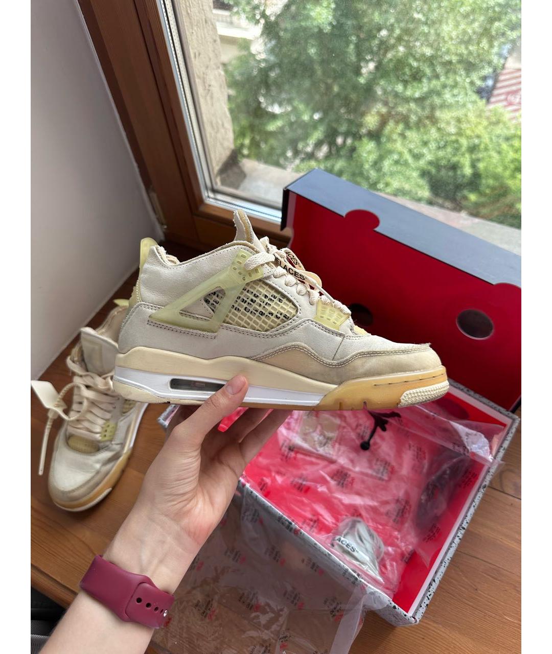 NIKE X OFF-WHITE Бежевые кожаные кроссовки, фото 8