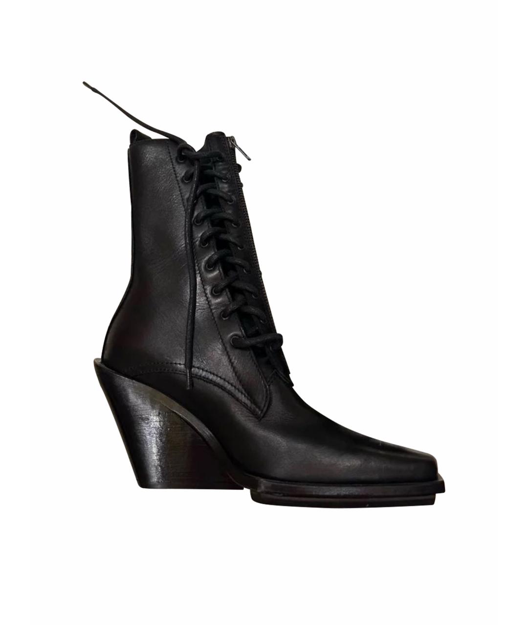 ANN DEMEULEMEESTER Черные кожаные ботинки, фото 1