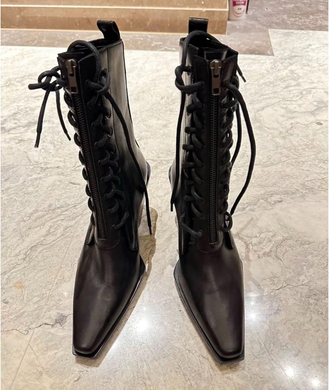 ANN DEMEULEMEESTER Черные кожаные ботинки, фото 3