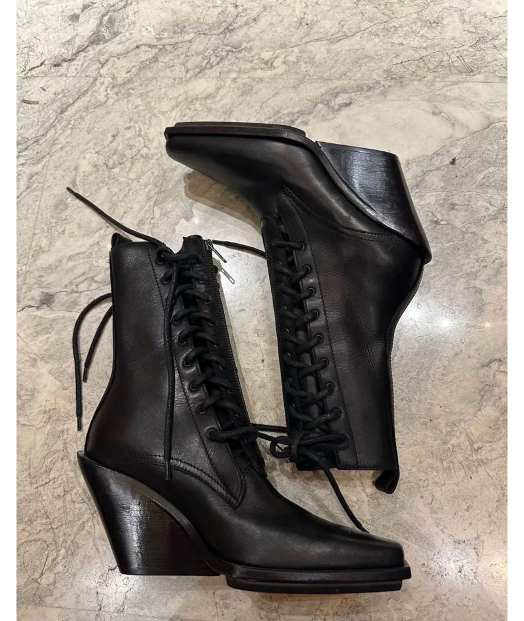 ANN DEMEULEMEESTER Черные кожаные ботинки, фото 2