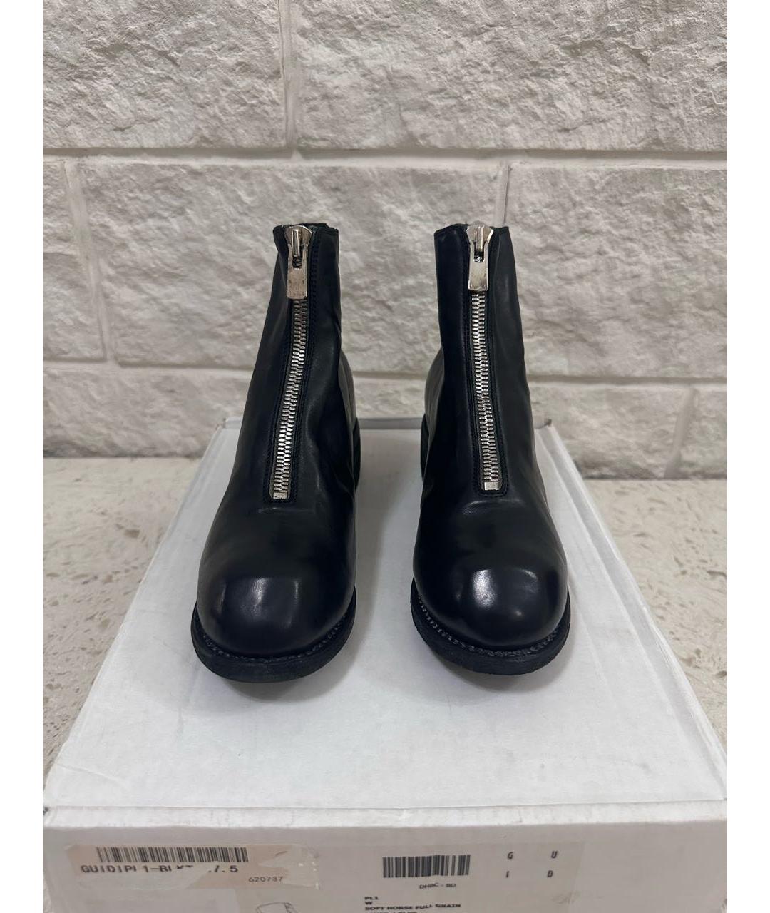 GUIDI Черные кожаные полусапоги, фото 2