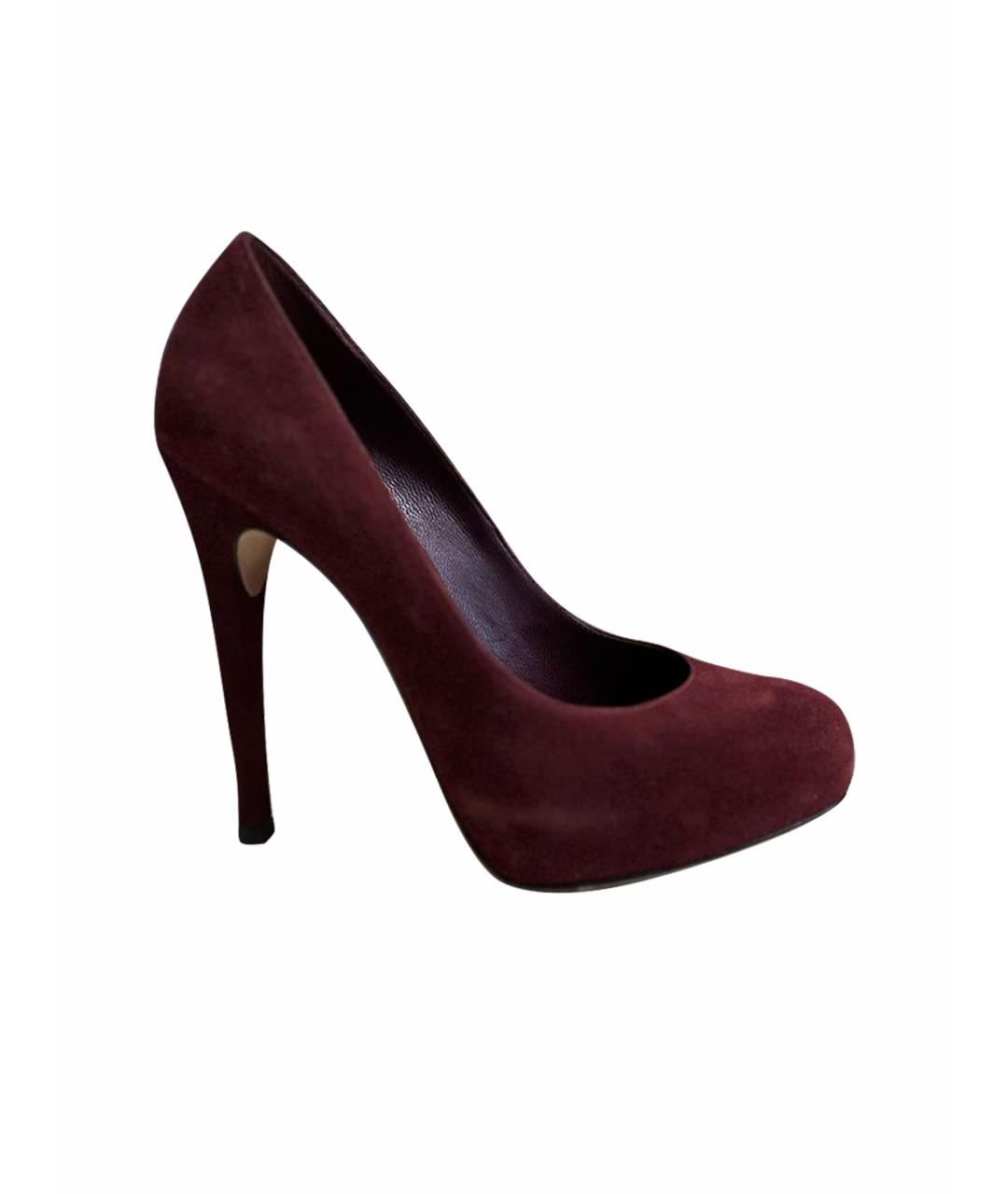 GIANVITO ROSSI Бордовые замшевые туфли, фото 1