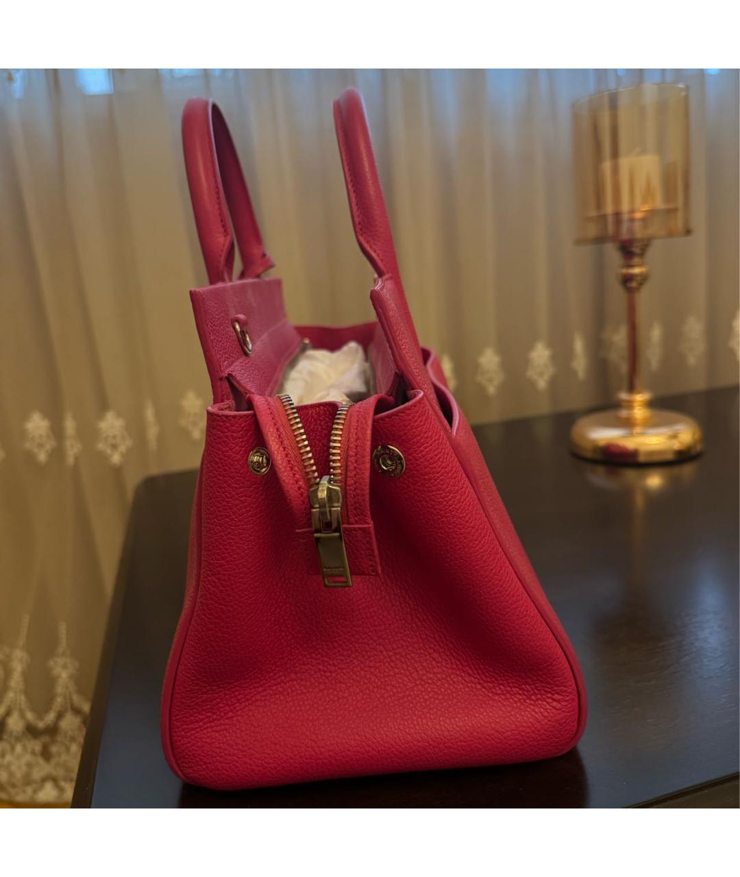 SAINT LAURENT Фуксия кожаная сумка тоут, фото 4