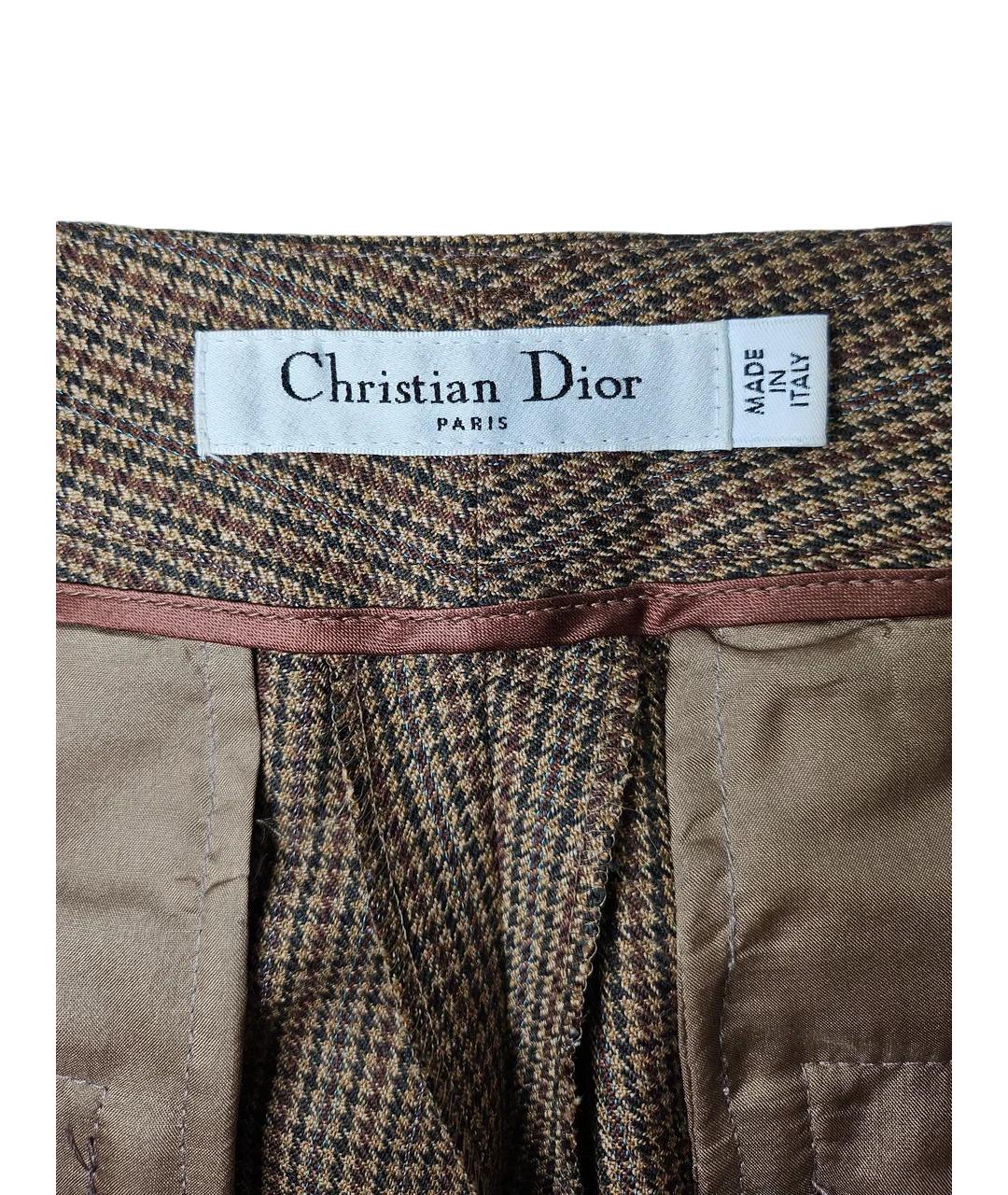 CHRISTIAN DIOR Коричневые шерстяные прямые брюки, фото 5