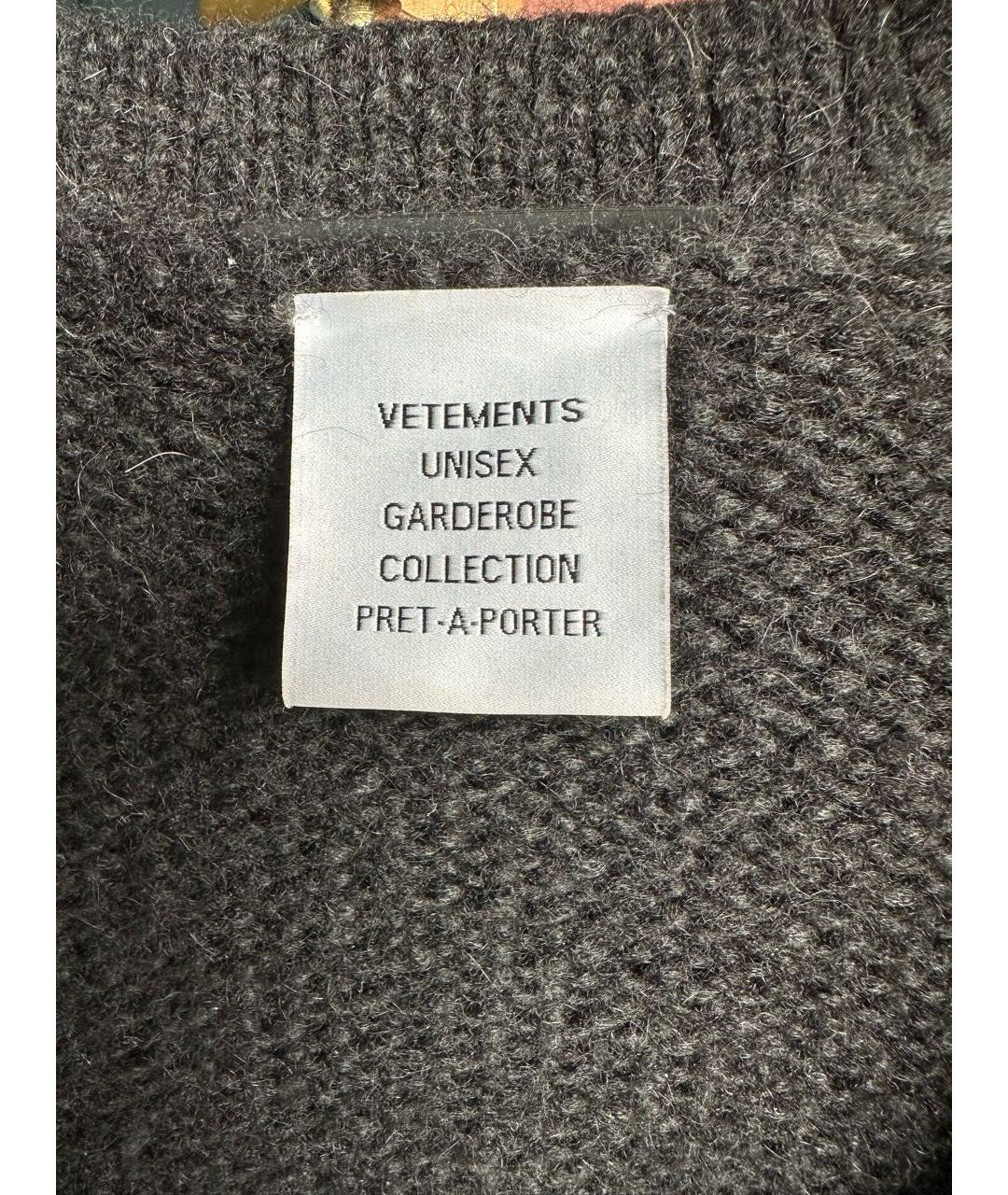 VETEMENTS Черный шерстяной кардиган, фото 3