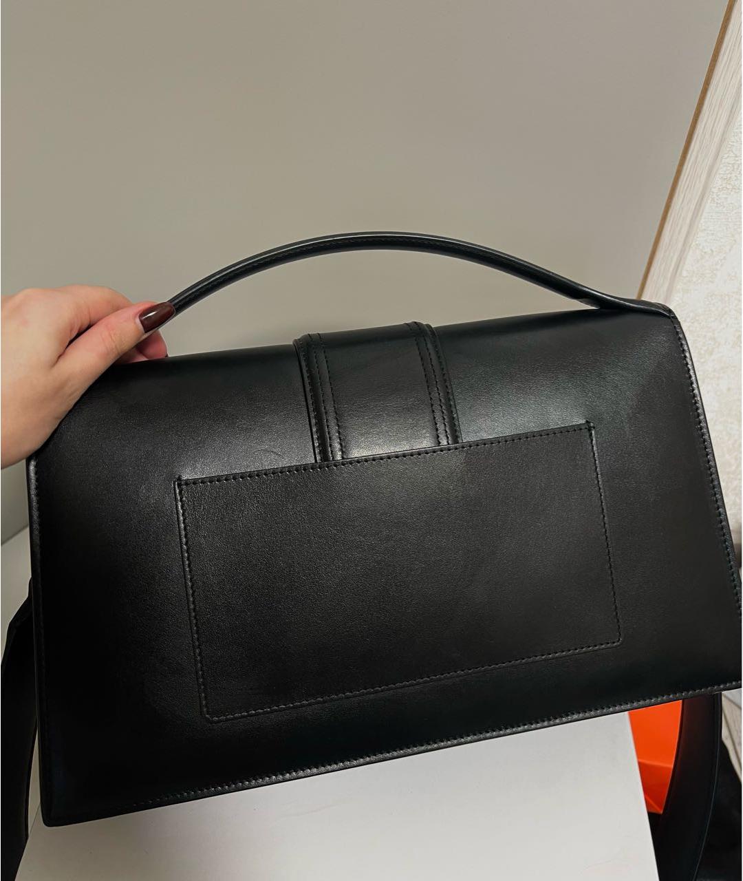 JACQUEMUS Черная кожаная сумка с короткими ручками, фото 2