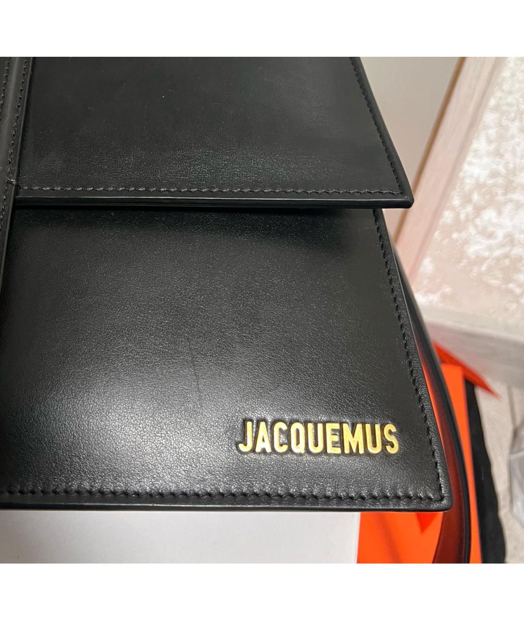JACQUEMUS Черная кожаная сумка с короткими ручками, фото 3