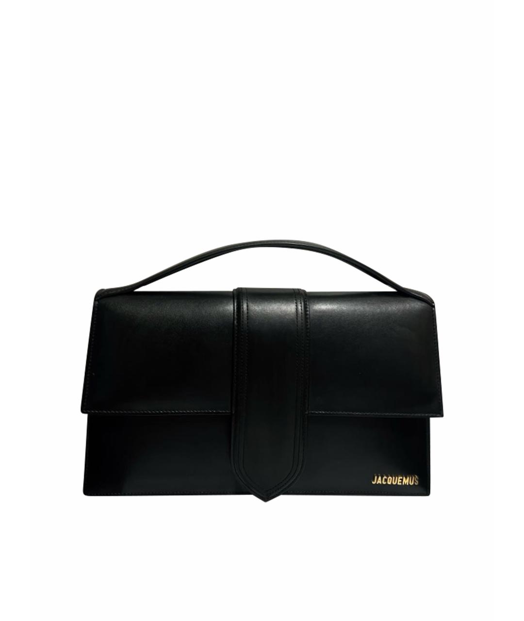 JACQUEMUS Черная кожаная сумка с короткими ручками, фото 1