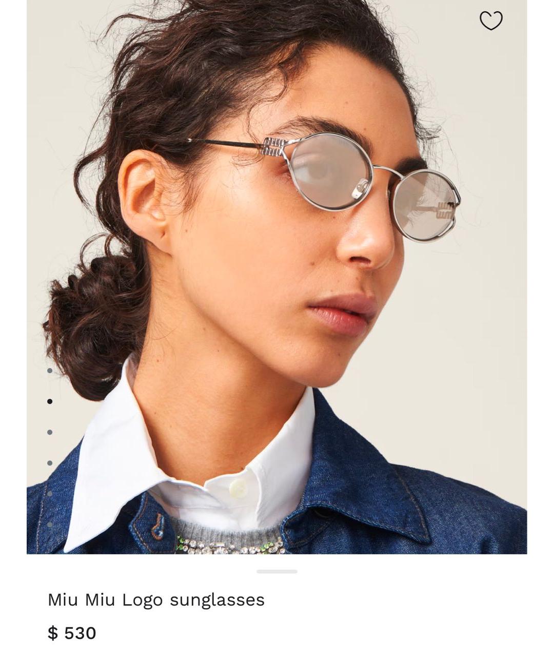 MIU MIU Серебряные металлические солнцезащитные очки, фото 8