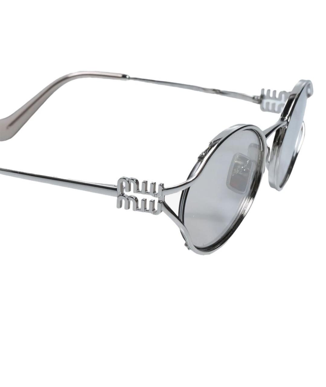 MIU MIU Серебряные металлические солнцезащитные очки, фото 3