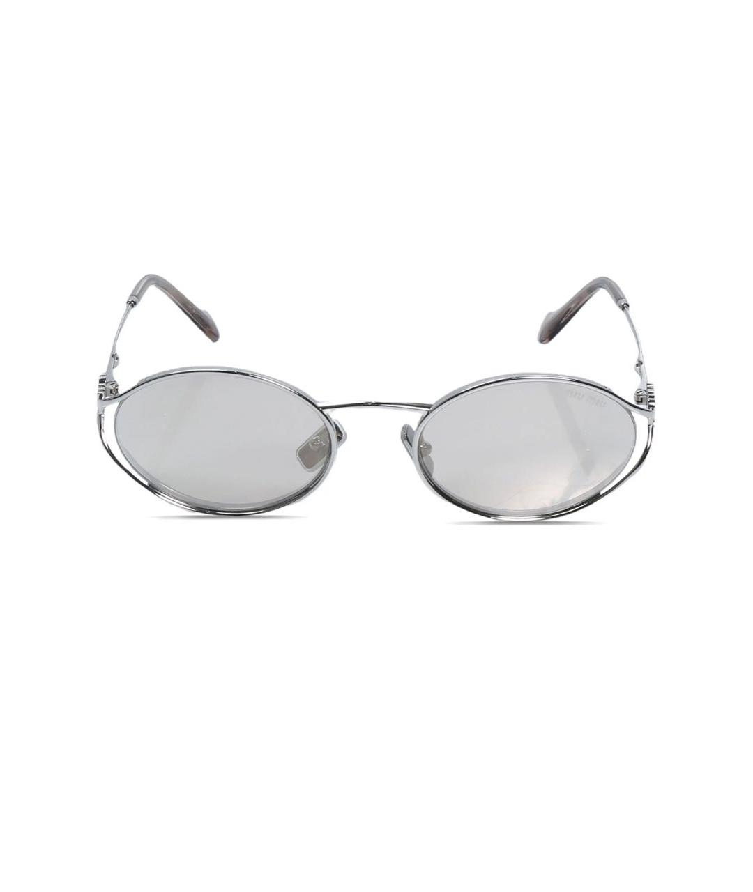MIU MIU Серебряные металлические солнцезащитные очки, фото 1