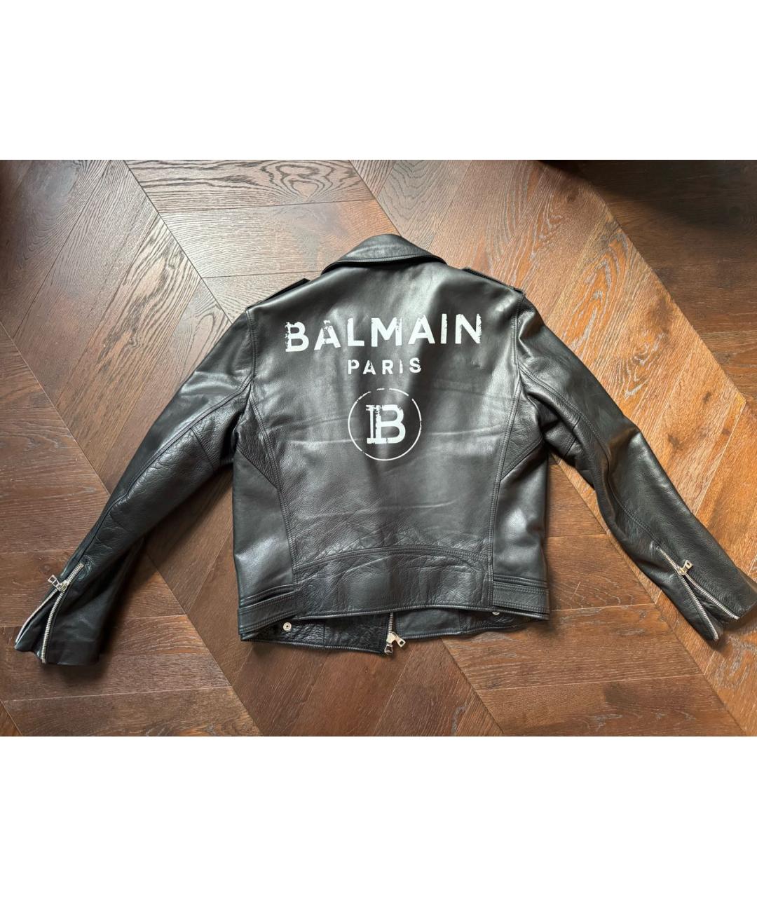 BALMAIN Черная кожаная куртка, фото 2