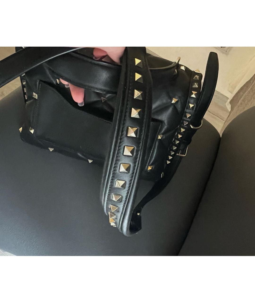 VALENTINO Черная кожаная сумка с короткими ручками, фото 4