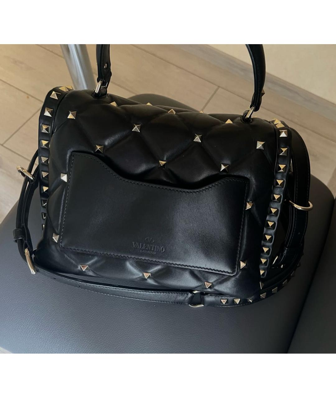VALENTINO Черная кожаная сумка с короткими ручками, фото 2