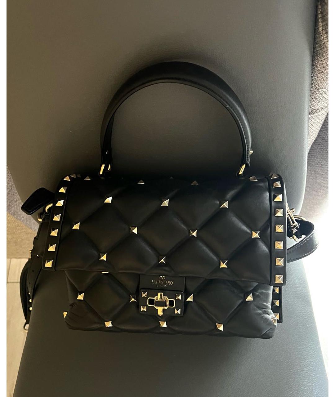 VALENTINO Черная кожаная сумка с короткими ручками, фото 5