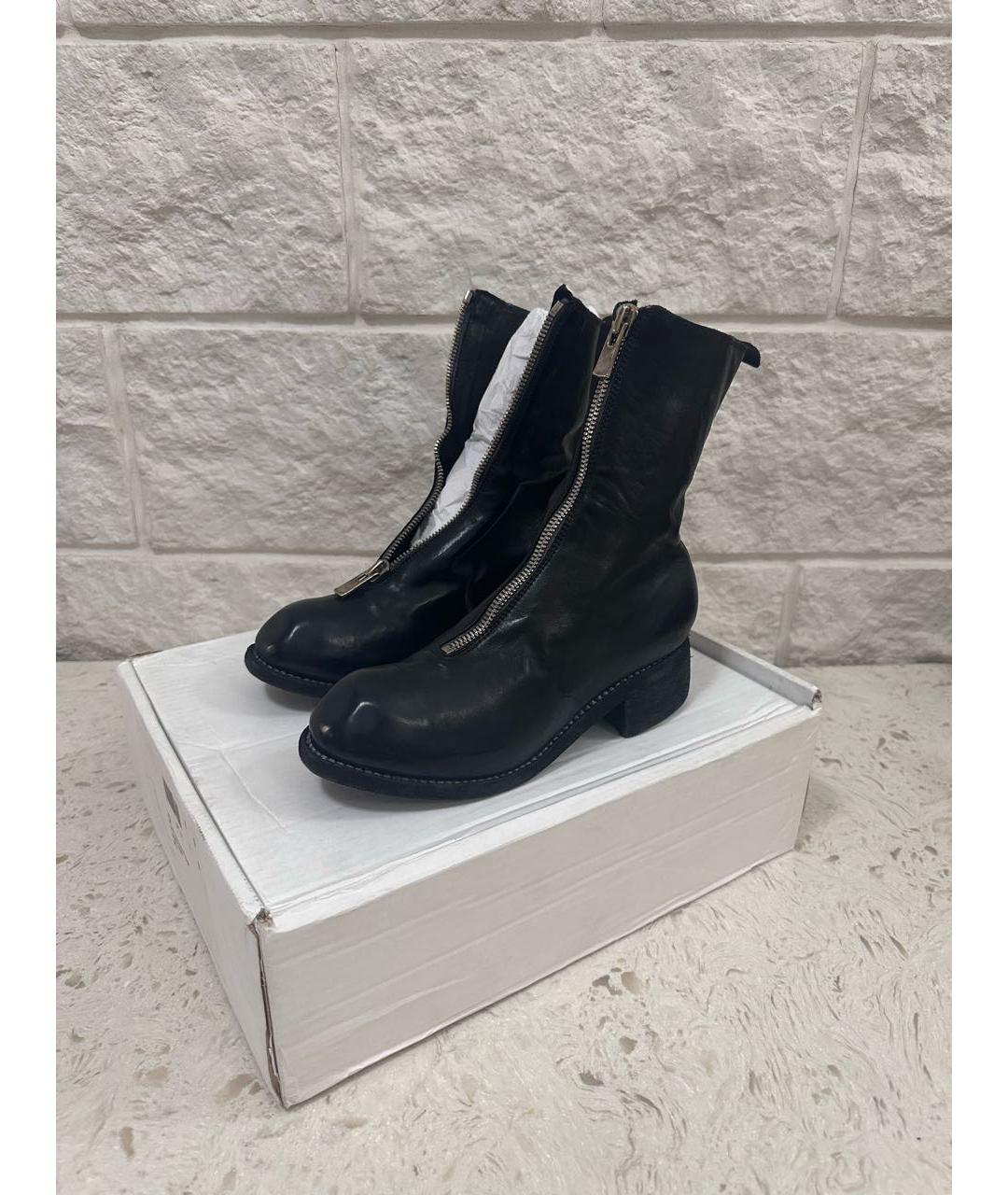GUIDI Черные кожаные полусапоги, фото 2