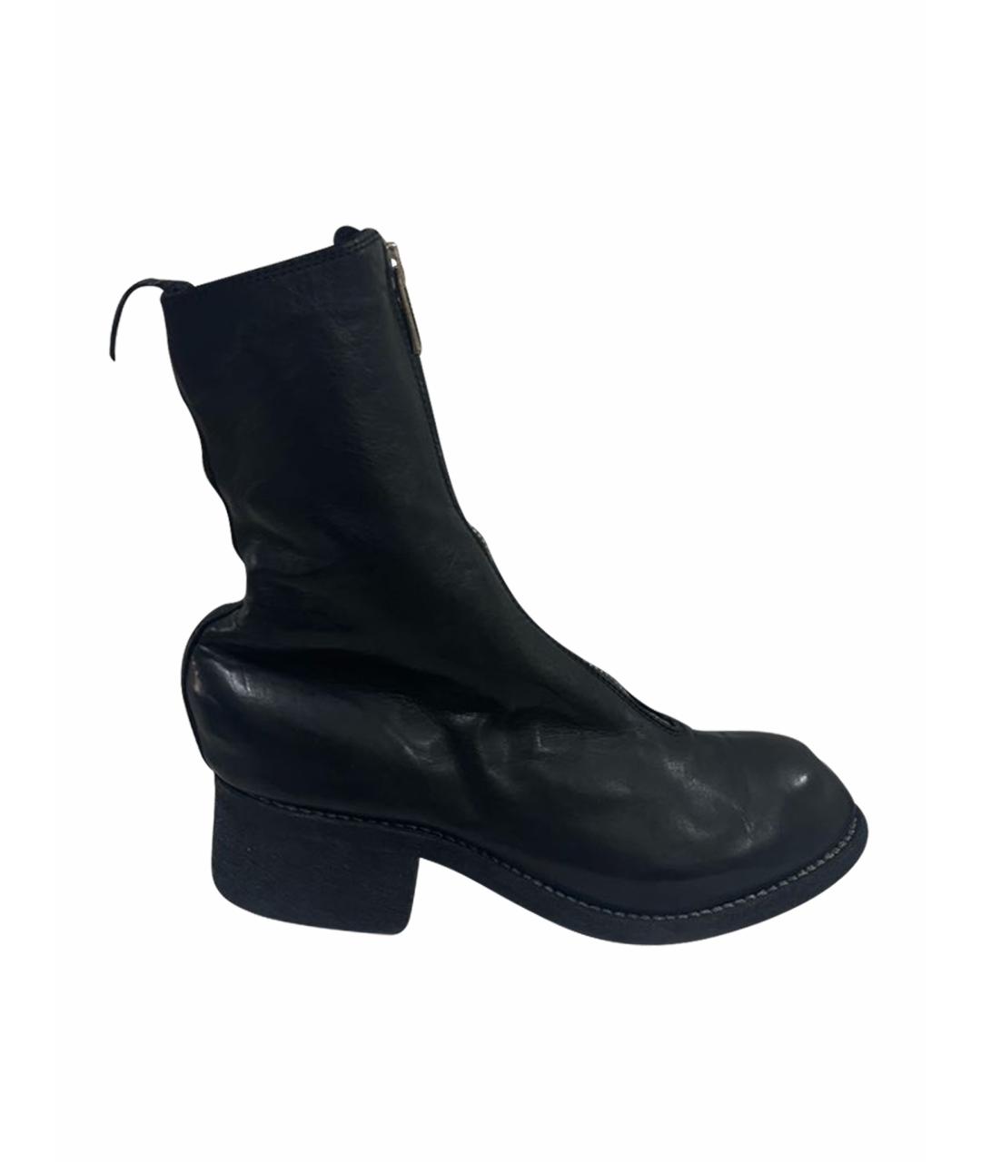 GUIDI Черные кожаные полусапоги, фото 1